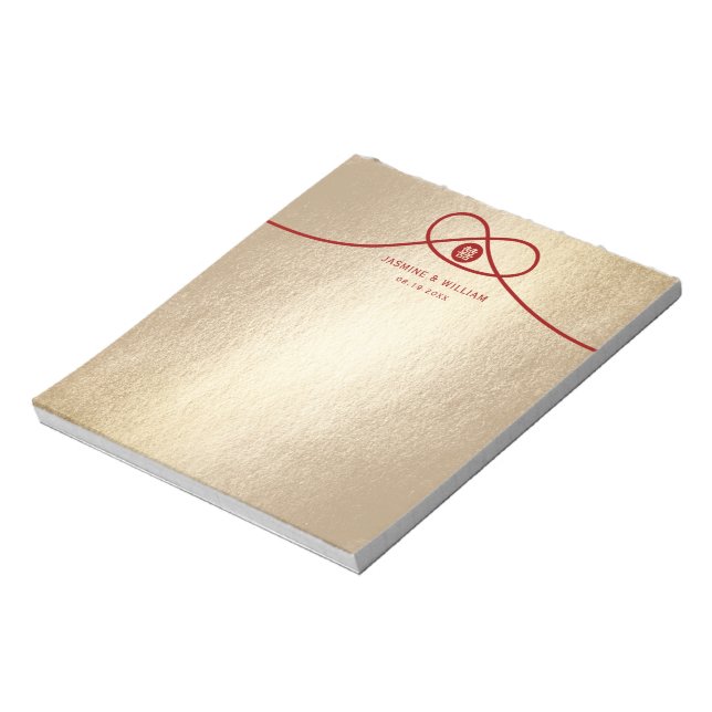 Bloco De Notas Casamento Chinês de Dupla Felicidade do Red Knot U (Invertido)