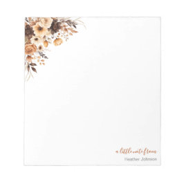 Bloco De Notas Casamento de Fall Rustic Brown e Ivory Rosa Countr