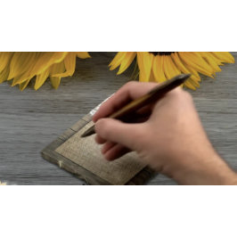 Bloco De Notas Casamento de Madeira de Girassol com Ferradura de 