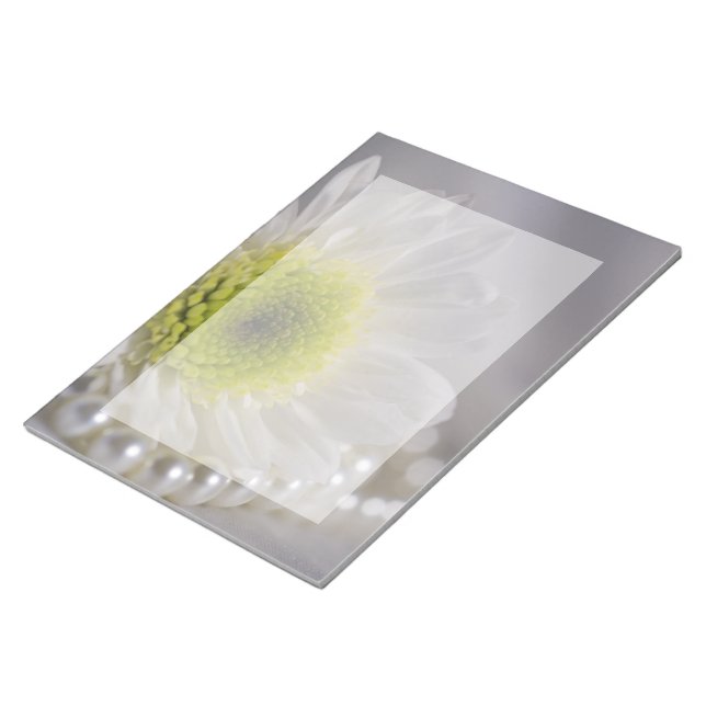 Bloco De Notas Casamento de Margarida Branca e Pérolas (Inclinado)