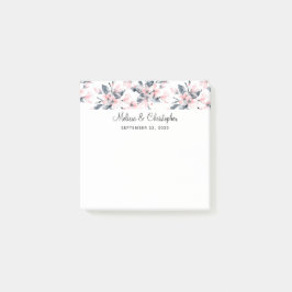 Bloco De Notas Casamento de Padrão Flor de Aquarela Rosa e Cinza