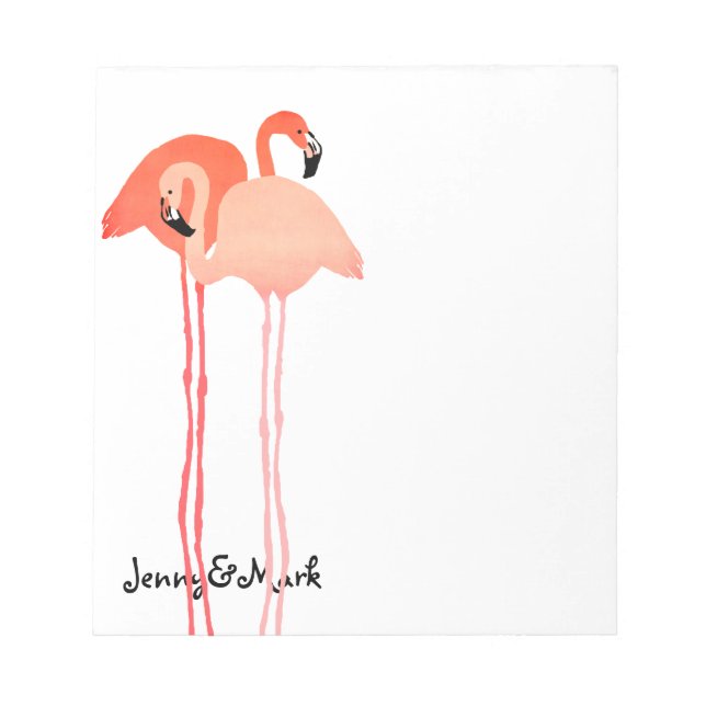Bloco De Notas Casamento de Praia Rosa Flamingos (Frente)
