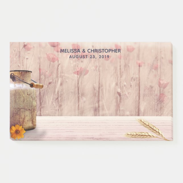 Bloco De Notas Casamento De Rústico Leite Pode País (Frente)