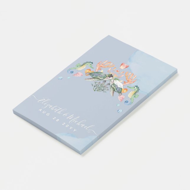 Bloco De Notas Casamento de Tartarugas do Mar com Noiva e Groom (Inclinado)