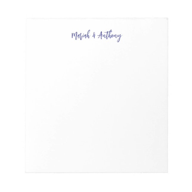 Bloco De Notas Casamento Elegante Criativo Clássico Azul Branco (Frente)