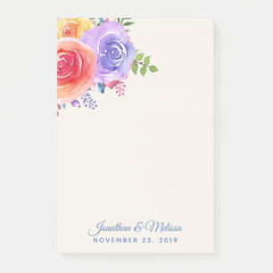 Bloco De Notas Casamento floral da aguarela colorida dos rosas