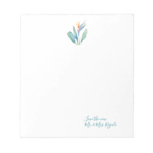 Bloco De Notas Casamento Floral Tropical Obrigado Watercolor