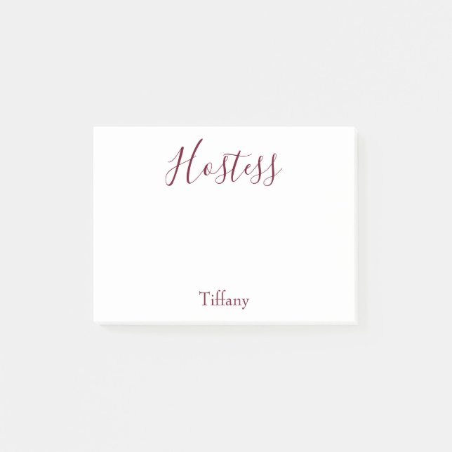 Bloco De Notas Casamento Hostess White e Burgundy (Frente)