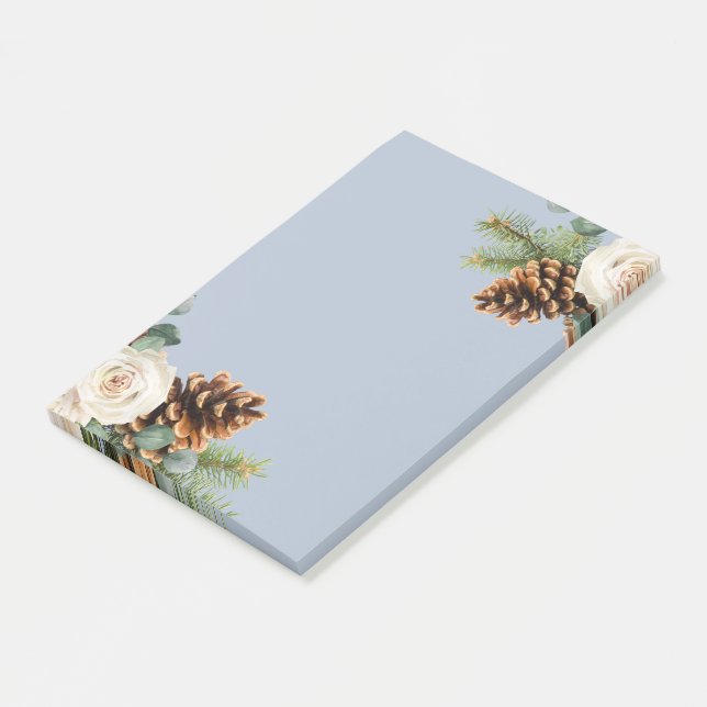 Bloco De Notas Casamento no inverno Eucalyptus Greenery White Ros (Inclinado)