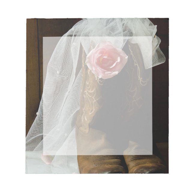 Bloco De Notas Casamento Ocidental do Rosa do País Rosa e do Cowb (Frente)