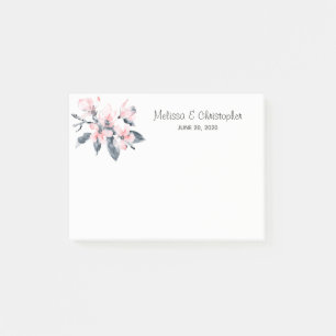 Bloco De Notas Casamento por Aquarela Rosa e Cinza Flores