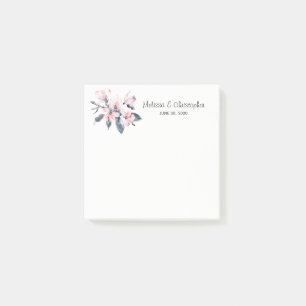 Bloco De Notas Casamento por Aquarela Rosa e Cinza Flores