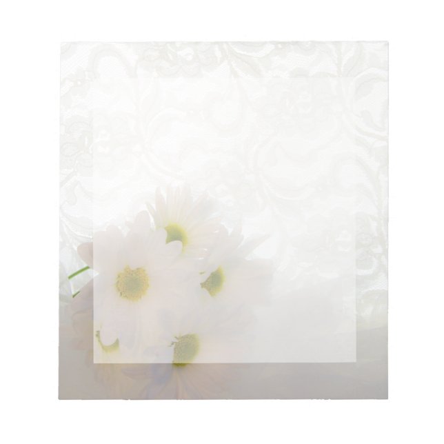 Bloco De Notas Casamento White Lace e Daisies (Frente)