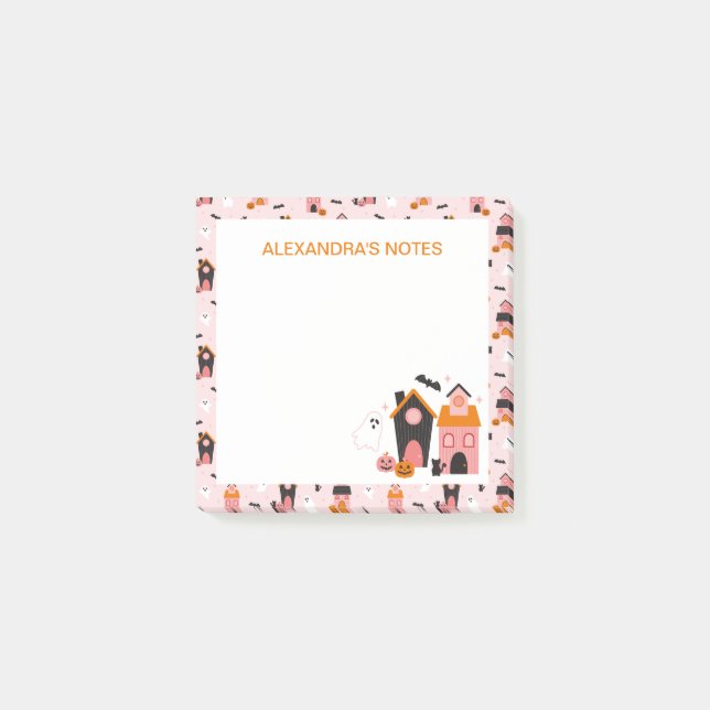 Bloco De Notas Casas Assombradas de Halloween Cute Spooky (Frente)