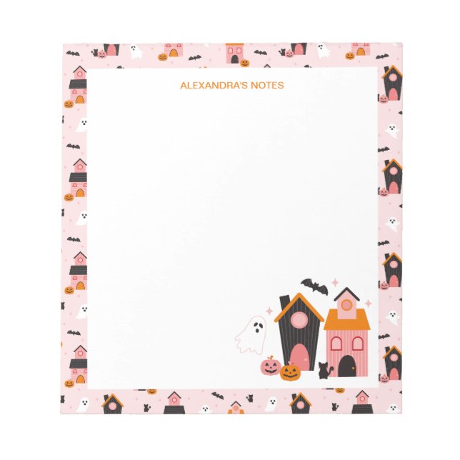Bloco De Notas Casas Assombradas de Halloween Cute Spooky (Frente)