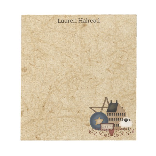 Bloco De Notas Casca de mostarda de Arte Folclórica de Saltbox Ov (Frente)