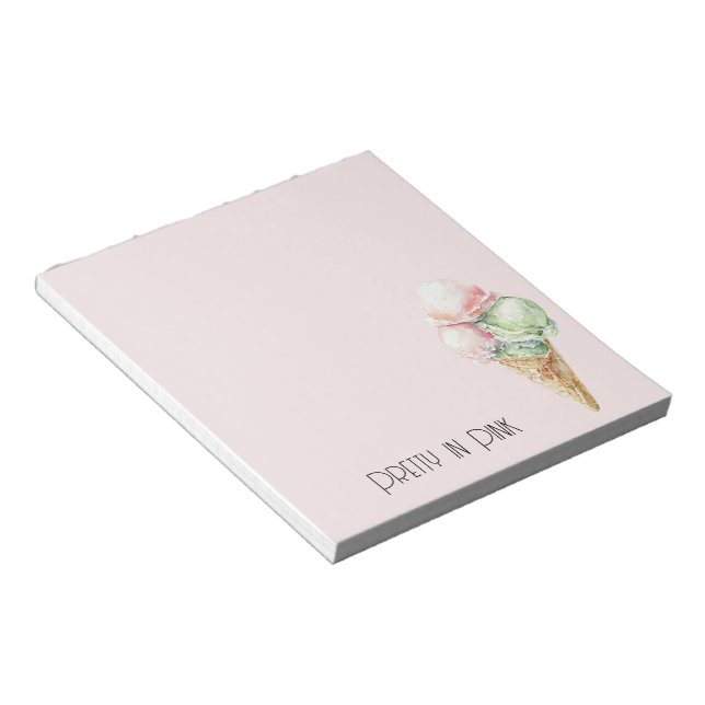 Bloco De Notas Casquinha de Sorvete de Menta Rosa (Inclinado)