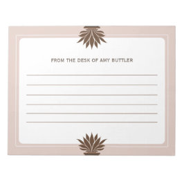 Bloco De Notas Castanho branco minimalista da mesa de