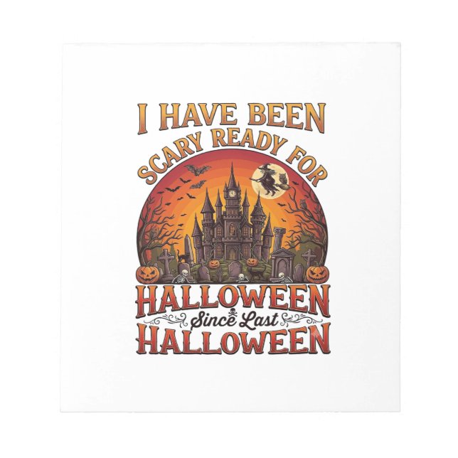 Bloco De Notas Castelo Assombrado de Halloween Pronto e Assustado (Frente)