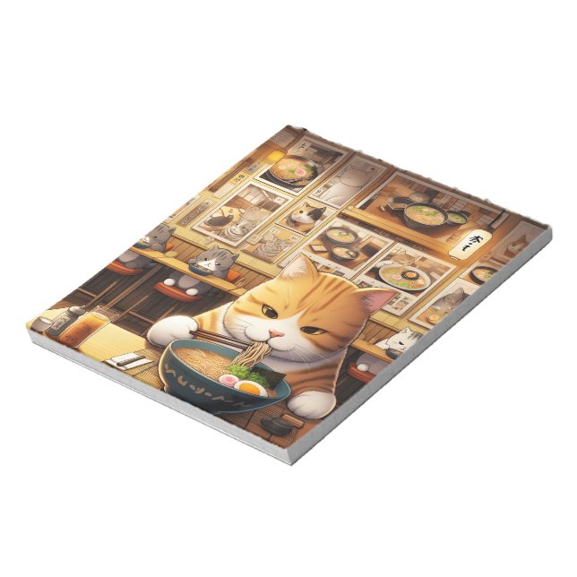 Bloco De Notas Cat Eating Ramen v1 (Invertido)