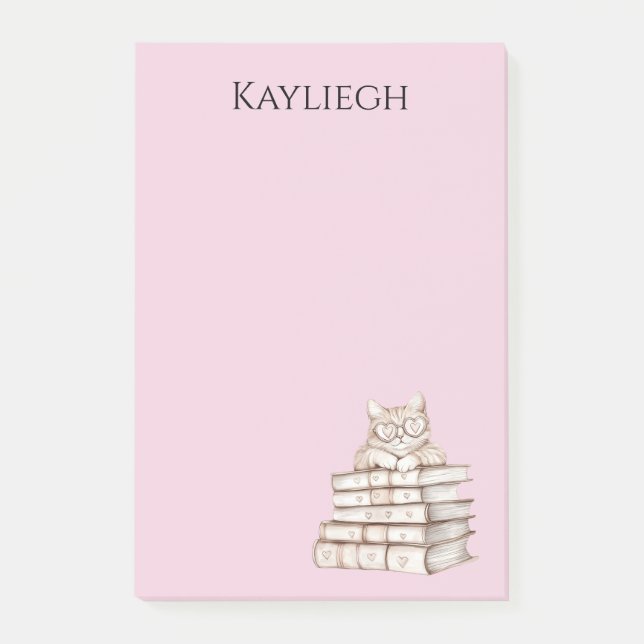 Bloco De Notas Cat Heart Glasses Books (Frente)