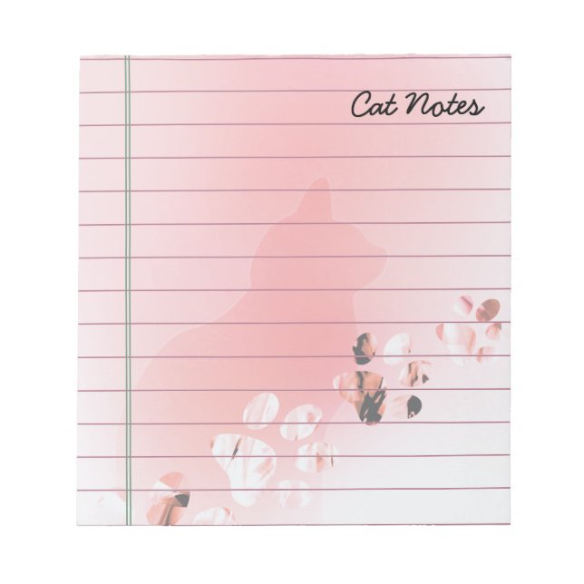 Bloco De Notas Cat Paw Personaliza Impressões Rosa Para Pentes De (Frente)
