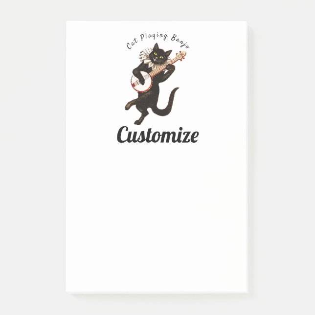 Bloco De Notas Cat tocando Banjo Thunder_Cove  (Frente)