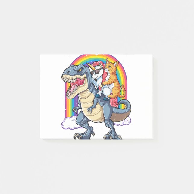 Bloco De Notas Cat Unicorn Dinossaur T rex Kitten amante (Frente)