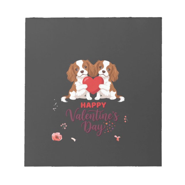 Bloco De Notas Cavalier King Cachorro Feliz Dia dos Namorados Flo (Frente)