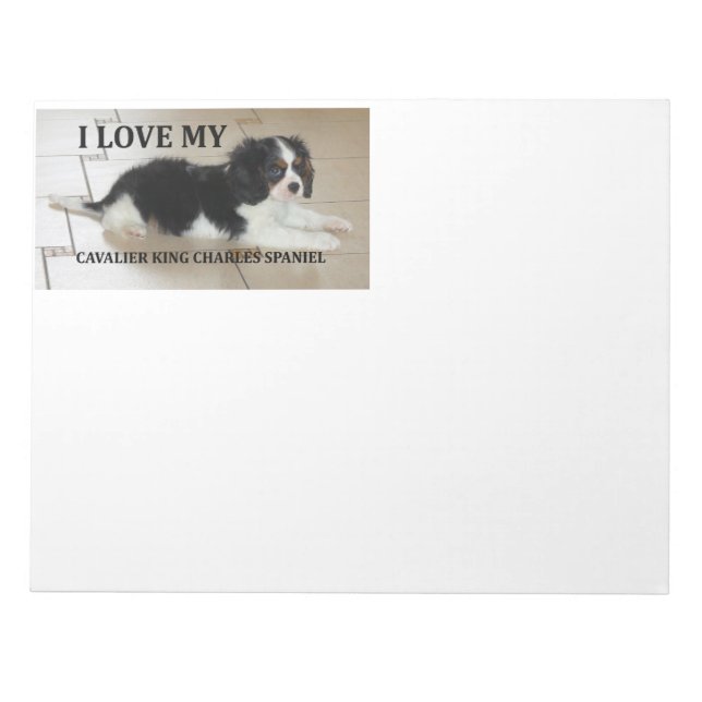 Bloco De Notas Cavalier_King_Charles_Spaniel amor preto e branco (Frente)