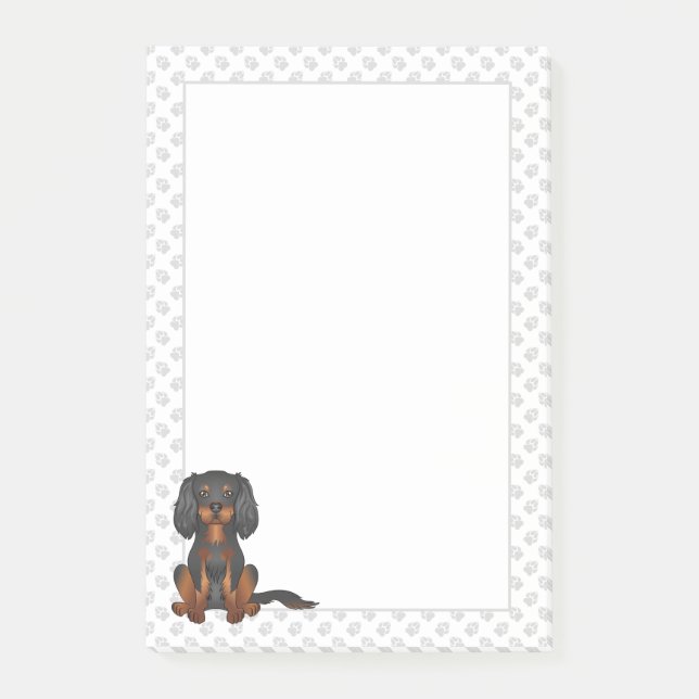 Bloco De Notas Cavalier King Charles Spaniel Preto e Castanho & P (Frente)