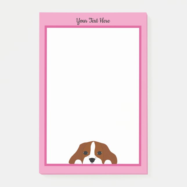 Bloco De Notas Cavalier King Charles Spaniel Puppy Dog Rosa (Frente)