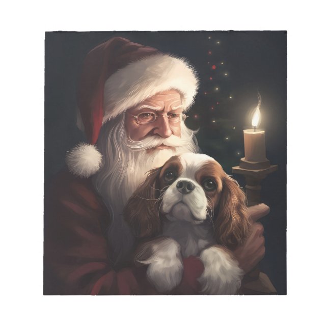 Bloco De Notas Cavalier King com Papai Noel Natal Festivo (Frente)