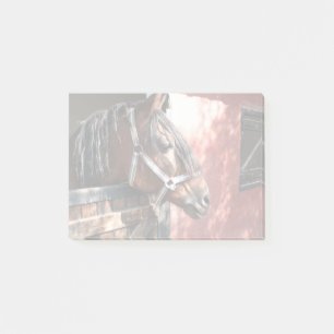 Bloco De Notas Cavalo de baía Bonito em um estábulo iluminado