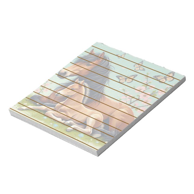 Bloco De Notas Cavalo e Galha Descansados em Primavera (Invertido)