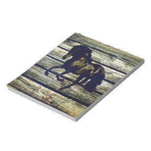 Bloco De Notas Cavalo Preto Equestre Equestre de Madeira Equestre