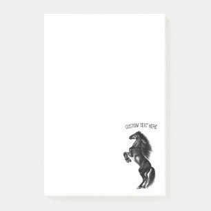 Bloco De Notas Cavalo Selvagem Preto Erguido - Desenho Preto e Br