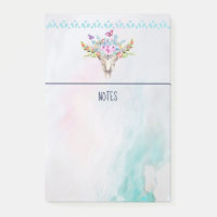 Caveira Animal Boho com Borboletas e Flores