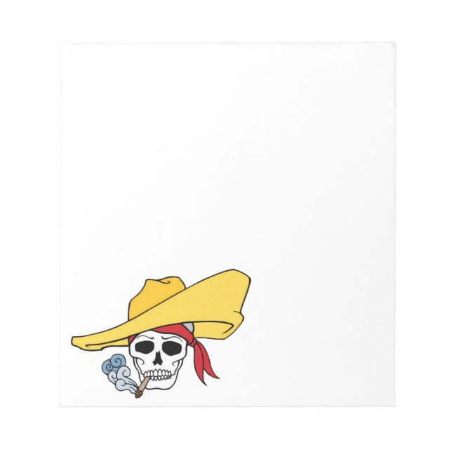 Bloco De Notas Caveira Fumante de Halloween com Bandana Cartoon (Frente)