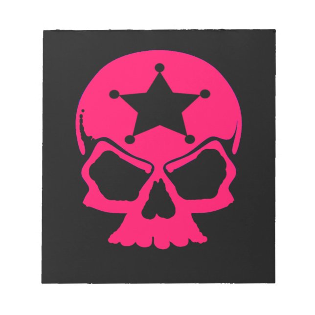 Bloco De Notas Caveira Rosa (fundo preto) (Frente)