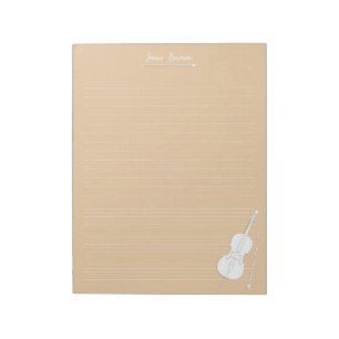 Bloco De Notas Celo Branco & Arco Personalizado Classe de Música