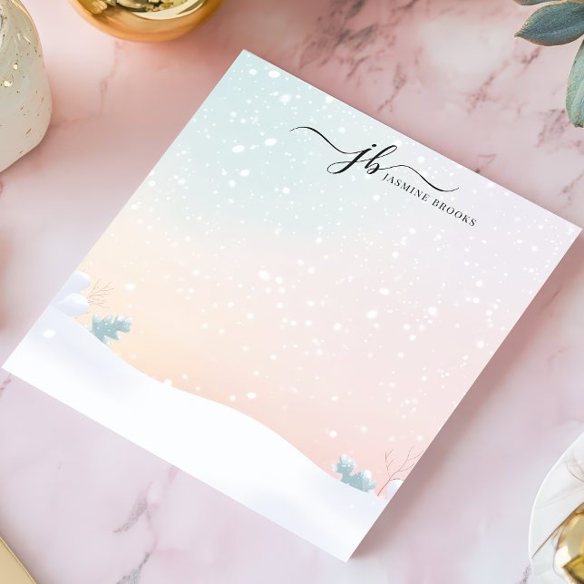 Bloco De Notas Cena de Inverno com Neve Pastel Personalizada (Criador carregado)