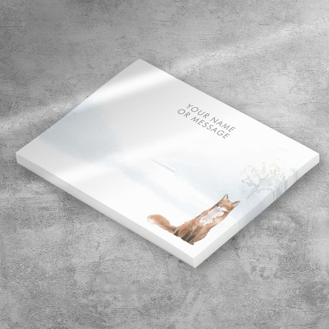 Bloco De Notas Cena Personalizada de Floresta de Inverno Raposa (Personalized Winter Woodland Scene Fox Post-it Notes)
