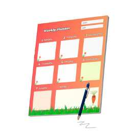 Bloco De Notas Cenoura legal e flores