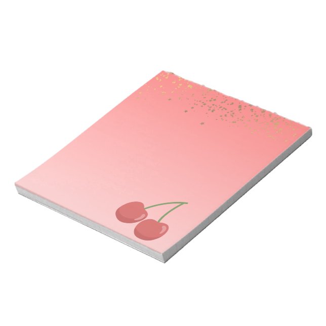Bloco de Notas Cereja Rosa Pastel com Brilho de Es (Invertido)