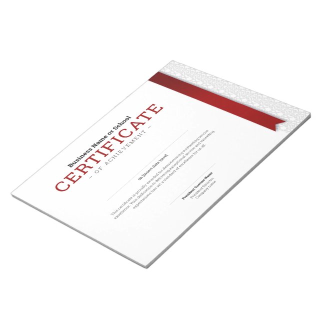 Bloco De Notas Certificado de Diploma Clássico Elegante com fita  (Inclinado)