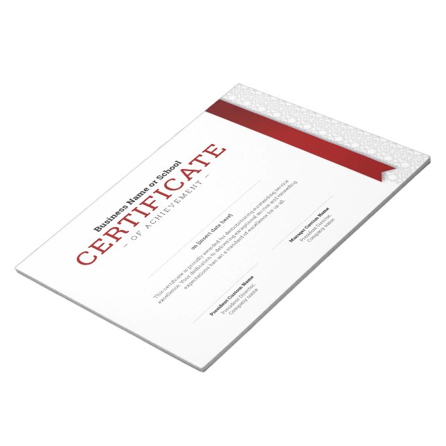 Bloco De Notas Certificado de Diploma Clássico Elegante com fita  (Inclinado)