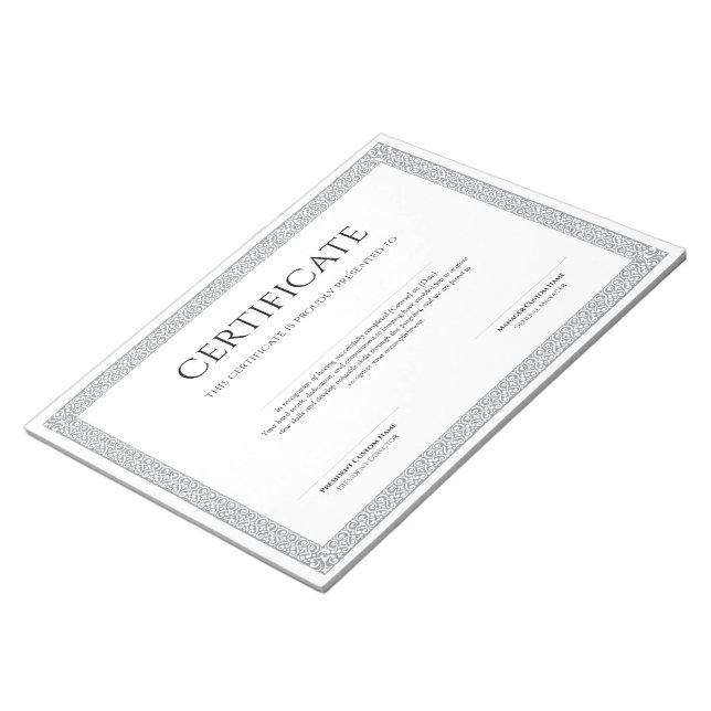 Bloco De Notas Certificado de Diploma Clássico Elegante para impr (Inclinado)