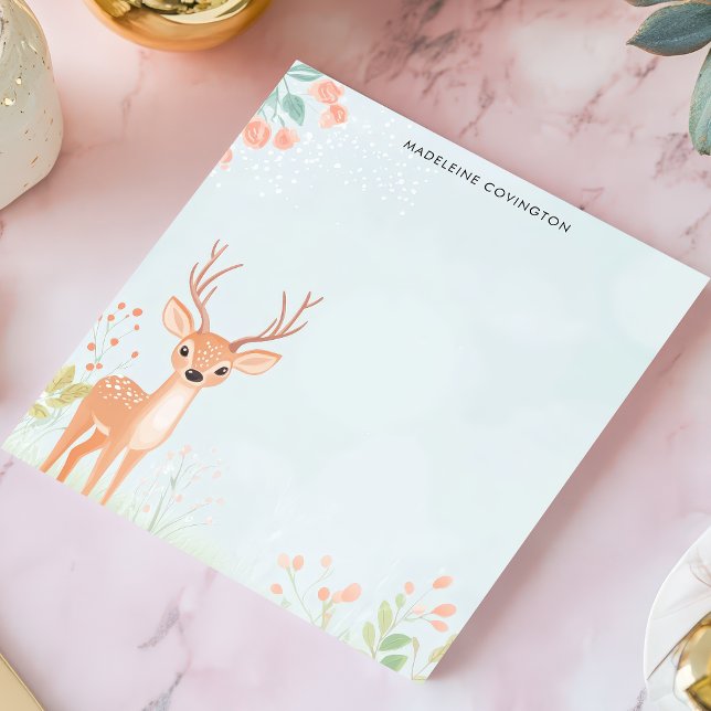 Bloco De Notas Cerveja Fawn Deer Woodland Nome Personalizado (Criador carregado)