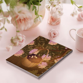 Bloco de Notas Cesta de Amora Preta da Hora Dourad